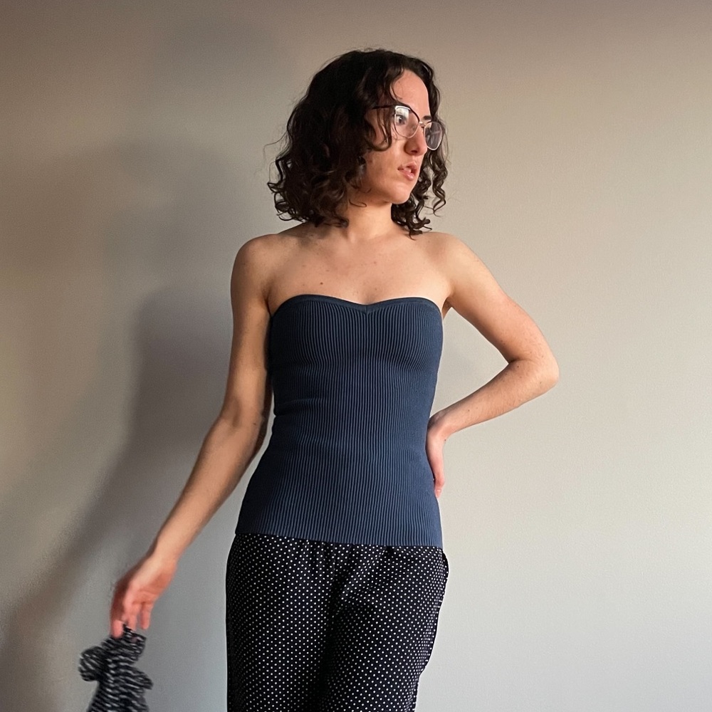 Babaton Navy Scuba Knit Tube Top